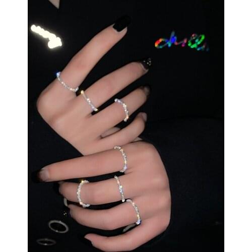 New fashion 925 Sterling Silver Sparkling Ring Simple Style Versatile Decorative Compact Finger Ring Women Jewelry Gift