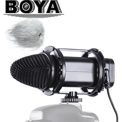 BOYA BY-V02 Stereo Compact Condenser Microphone for Canon Nikon Sony DSLR Cameras, Camcorder, Audio recorders