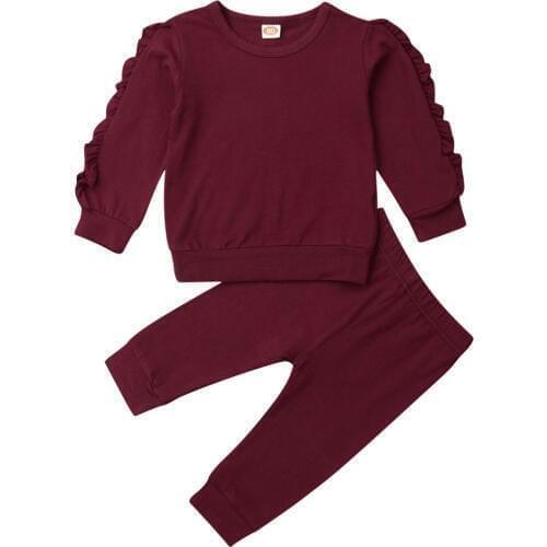 6M-3Y Toddler Baby Girls Clothing Set Long Sleeve Ruffles T Shirts + Pants Outfits Autumn Baby Girls Costumes