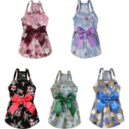 Summer Pet Princess Dress Dog Small Floral Bow Dresses For Dogs Skirt Wedding Dresses Puppy York Clothes For Dogs Pet Dress