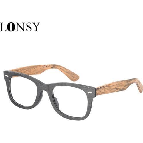 LONSY Fashion Wood Grain Optical Myopia Glasses Frame Anti Blue Light Retro Style Square Computer Optical Spectacle Eyeglasses