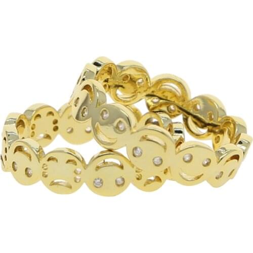 Fashion Women Finger Band Ring Gold Color Happy Sad Faced New Unique Ring For Girl
