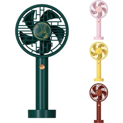 Fashion Handheld Fan 3 Speed Adjustable Noiseless Plastic Cement Chinese Style Portable Fan with Base Easy to Use for Office