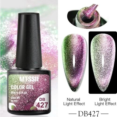 Mtssii 6ml 1 Bottle Holo Reflective Glitter Cat Magnetic Gel Holographics Effect Silver Purple Soak Off UV Gel Varnish 6 Colors