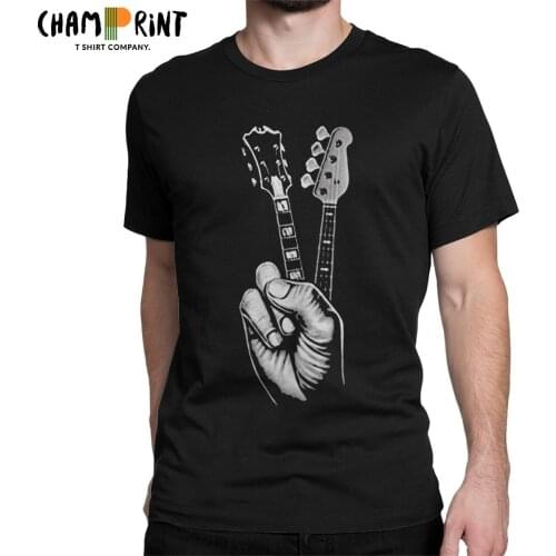 Mens Hipster Bass Guitar T Shirt Finger Guitar 100% Cotton Tops Fashion Short Sleeve O Neck Tees Plus Size T-Shirt