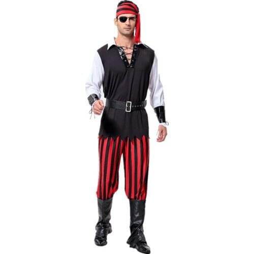 Male Pirate Clothing For Men Adult Halloween Costume Pirates Caribbean Cosplay