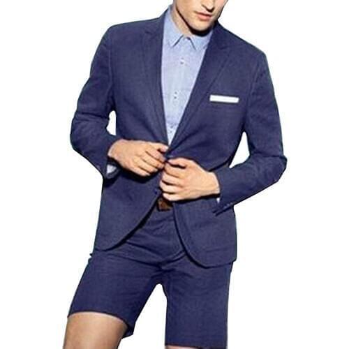 Men Suits Short 2 Piece Slim Fit Casual Style Wear Suits Business Mens suits (Blazer+Pants)