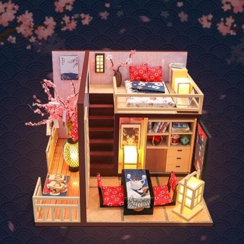 DIY Wooden Doll House Kits Miniatures with Furniture 3D Japanese Room Villa Dollhouse Assembled Toys for Adults Xmas Gifts