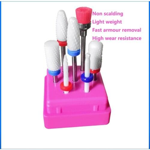Nail Art Ceramic Polishing Head Set Electric Manicure Polishing Machine Replacement Parts Nail Drill Bit 7-Piece Set