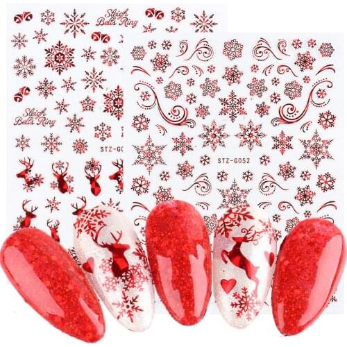 Christmas Snowflakes Nail Sticker Decals Rose Gold Red Green Slider Wrap Winter New Year Nail Art Decoration Decor GLSTZG50-58-2