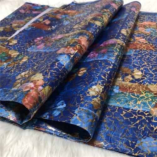 New 5Yards Gilding Printing African Bazin riche Getzners Fabric Embroidery French Tulle Lace Nigerian Material For Wedding Party