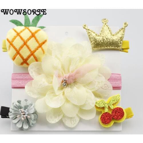 New Children Accessories Lovely Cloth Flower Hairpin Fashion Kids Headband Girls Hair Barrette Clips Sets Klip Rambut
