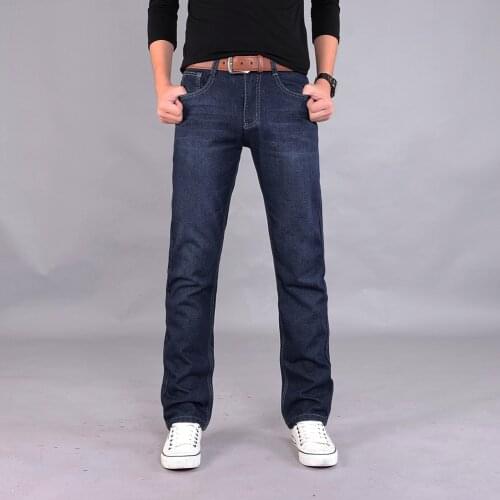 Classic Men Casual Mid-Rise Straight Denim Jeans Long Pants Comfortable Trousers