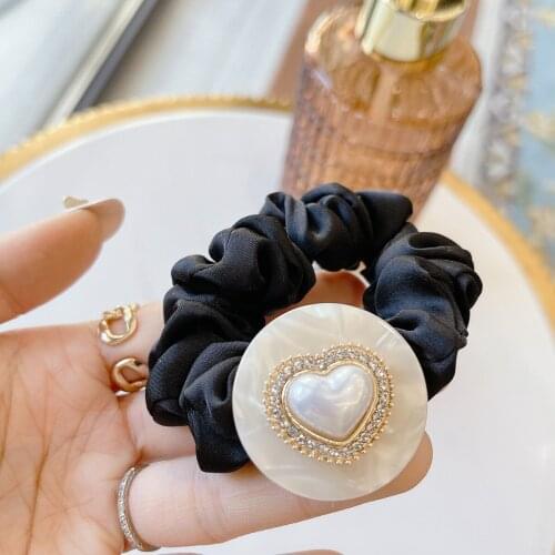 New Heart-shaped Pearl Elastic Hair Bands Hair Accessories For Wedding Colored Rhinestone Pearl Gums Rubber Bands Wholesale