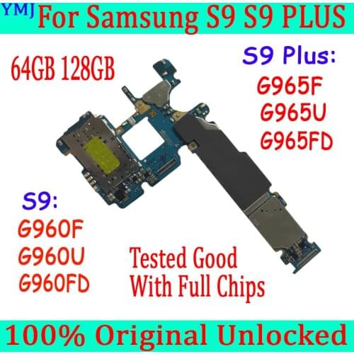 Original Unlocked For Samsung S9 Plus G965F G960F G965U G960U G965FD G960FD Motherboard with full chips Logic Mainboard 64GB/128