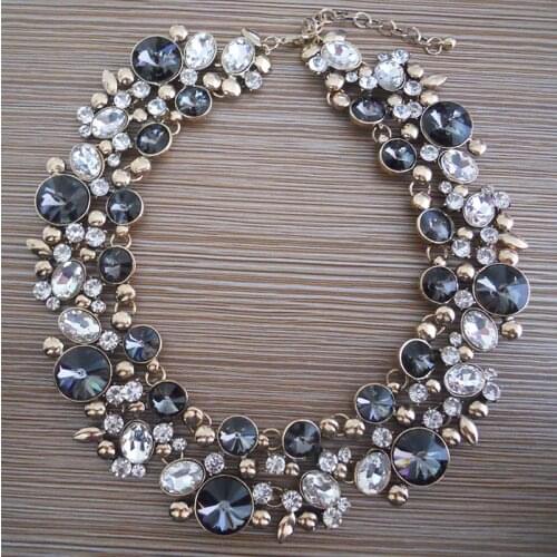 Vintage Women Luxury Bijoux Crystal Statement Choker Necklace Bib Collar Rhinestone Necklaces Female Charm Wedding Boho Jewelry