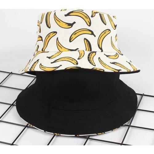 New banana Pattern Bucket Hat Girls Foldable print Cap Hip Hop Gorros 2019 Men Summer Caps Women Panama Fishing Bucket Hat