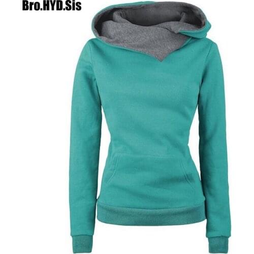 Casual Syle Women Hoodies Solid Patchwork Pullover Sweatshirts Warm Winter Fleece Tops Hooded Lady Clothing