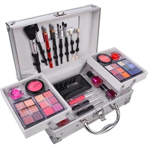Professional Makeup Set 3 Lyers Suitcase Makeup Kit Glitter Lipstick Nail Polish Brushes Cosmetic for Makeup Eyeshadow Palette