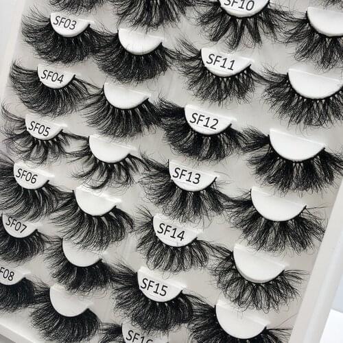 Rainsin 1 Pair 25 mm Fluffy Mink Eyelashes With Box Dramatic Messy Long 25mm 3d Mink False Eyelashes Makeup Wholesale Lashes