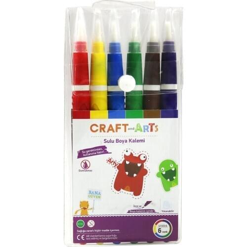 Craft and Arts 6 Colour Water Color Brush Pen, Brush Tip Pen, Colored Painting, Kids Draw, School