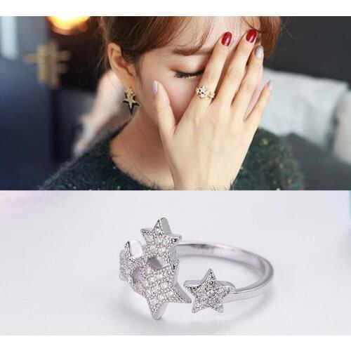 Crystal Ring Authentic 100% 925 Sterling Silver 0pen Rings For Women Zircon Jewelry Sweet Jewellery Anel Anillos Aneis Love Gift