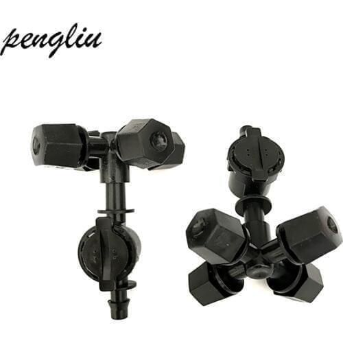 Garden Irrigation Cross Fogger Misting Sprinkler With 1/4" Barbed Anti-Drip Device Four Ways Fog Nozzles Irrigation IT038