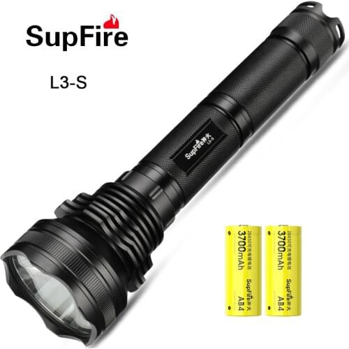 SupFire L3-S Super Bright LED Flashlight T40 Wick Two 26650 Batteries 5 Modes Lantern Camping Light