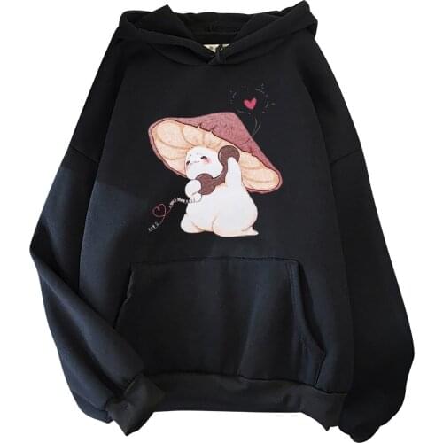 Kawaii Rabbit Mushroom Print Hoodies Women Fashion Tracksuit Men Women Sweats Hoodie Kids Hip Hop Boy Clothing Girl Coat Korea