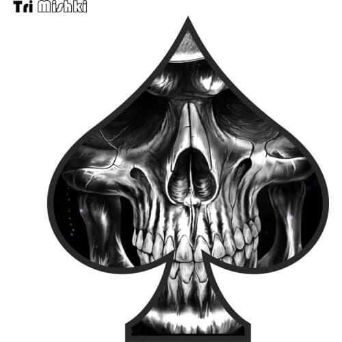 Tri Mishki WCS013# 14x16cm ace of spades with skull car sticker funny colorful car stickers auto automobile decals