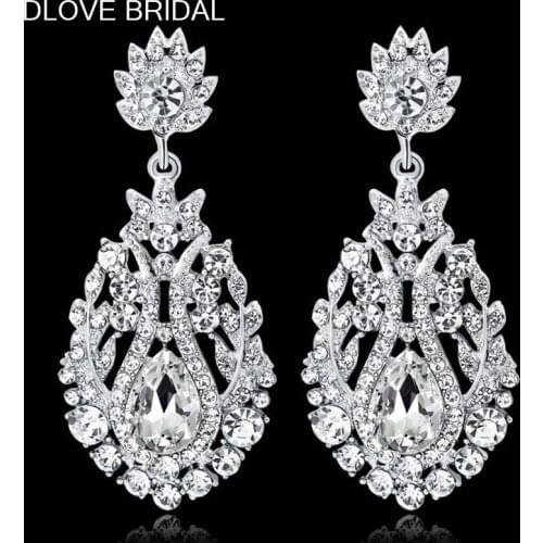 Vintage Crystal Bridal Wedding Earrings High Quality Prom Party Jewelry Accessories
