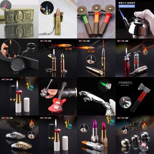 Windproof Unusual Gift Torch Lighter Cigarette Accessories Creative Jet Straight Flame Pocket Lighter Gadgets For Man Favorites