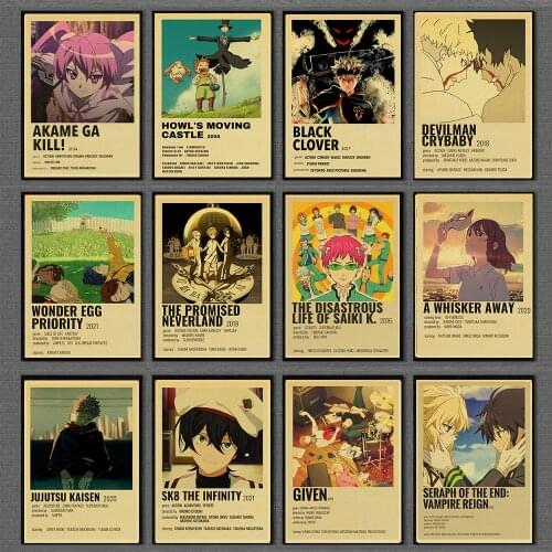 Vintage Anime Series Food Wars/Your Name/Haikyu!!/Bleach Retro Kraft Paper Poster For Wall Art Home Decor Living Room Pictures