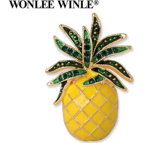 Wonlee Winle TOP Quality Full Rhinestone Austria Crystal Fruit Pineapple Brooches for Women Fashion Jewelry