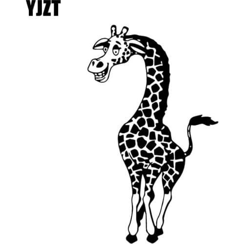 YJZT 9.9CM*16.5CM Cartoon Giraffe Funny Decoration Car Sticker Bumper Vinyl Decal Black/Silver C4-2058