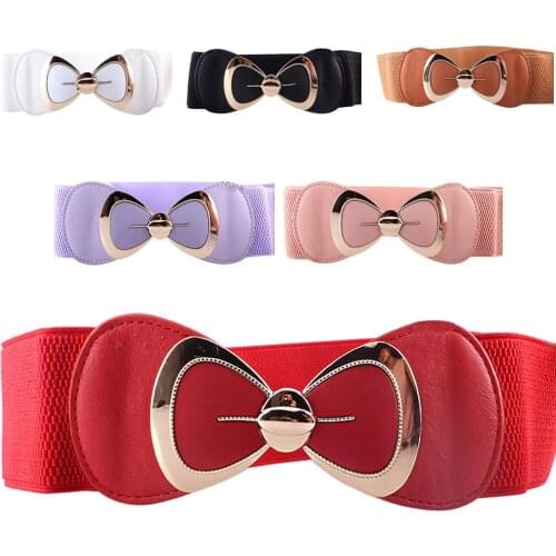 Womens Wide Belt Elastic Stretch Cinch Waistband Lady Cummerband Plus Size Girls Bow Waistband Waist Seal Wide Belt Waistband