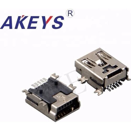 10PCS HW-MU-5F-12 MINI 5P USB socket female seat Full patch 5 pins usb connector