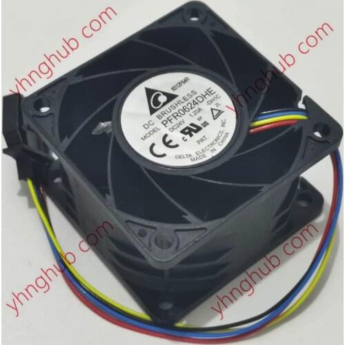 Delta Electronics PFR0624DHE DH1C DC 24V 1.20A 60x60x38mm 4-Wire Server Cooler Fan