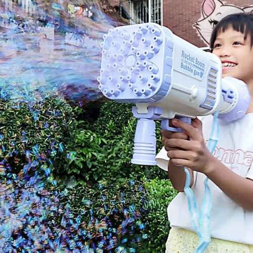 New Upgrade Kids Gatling Bubble Gun Toy 64-Hole Charging Electric Automatic Soap Bubble Machine Summer Outdoor Children Toys Hot