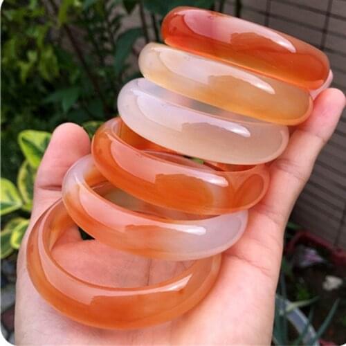 Jade Bangles High Quality Natural Red Agate Bangles Grade Natural Stone Flat Bracelet Jewelry Lucky Amulet Gifts For Women Men