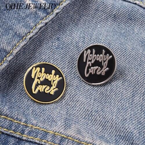 Black Round Nobody Cares Halloween Psychic Enamel Pin Lapel Clothes Brooch Hat School Bag Badge Witch Wizard Jewelry for Friends