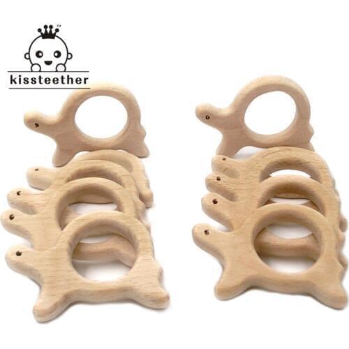Beech Wooden Tortoise Natural Handmade Wooden Teether DIY Wood Personalized Pendent Eco-Friendly Safe Baby Teether Toys
