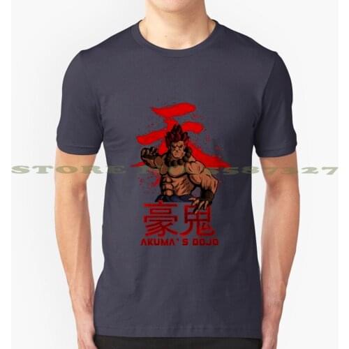 AkumaS Dojo - V2 Black White Tshirt For Men Women Street Fighter Akuma Ryu Ken Oni Gouki Gouken Blanka Sagat Bison Kanji Goki