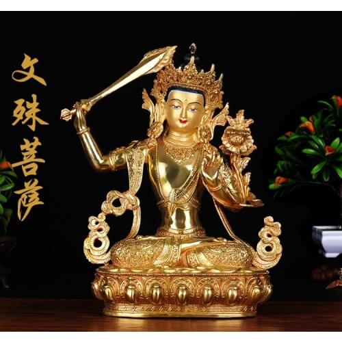 GOOD Buddhist utensils Buddha figure HOME efficacious Talisman House Protection- 33CM large Gilt Tibetan Bodhisattva Buddha