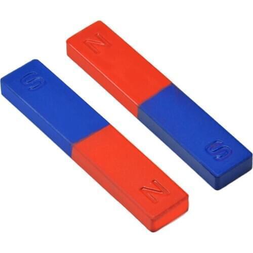 2Pcs/Set Bar Magnet Physics Experiment Tool Pole Teaching Tool Red Blue Painted N/S Bar Magnet