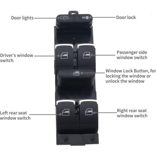 Master Power Window Control Switch Button For 99-04 GTI Golf 4 Jetta MK4 BORA BEETLE Passat B5 B5.5 3BD 959 857