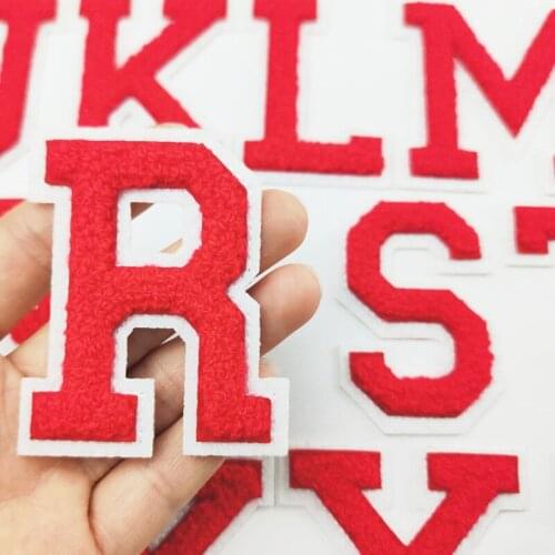 RED English letters Patches for Clothes Embroidery Appliques Child Women Clothing Accessories Badge