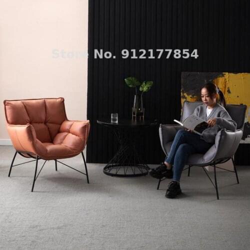 Nordic Leisure Reception Area Office Sofa Net Red Living Room Balcony Single Iron Fabric Lazy Bread Sofa Chair