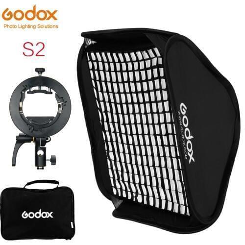 Godox S2 Speedlite Flash Holder Bracket + Softbox Honeycomb Grid with Bowens Mount for Godox V1 TT685 V860II TT350 AD200 Flash