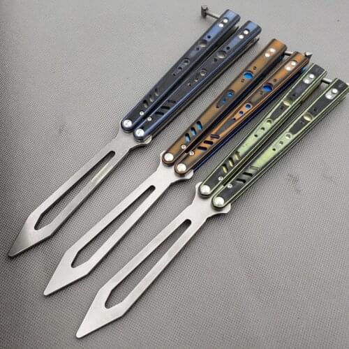 3 colors Butterfly Trainer Knife Bushing Killer Bee D2 Blade G10+titanium Handle Jilt Knife Free-swinging tools extremetribes